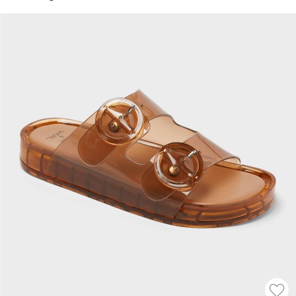 Transparent Brown Slide Sandals